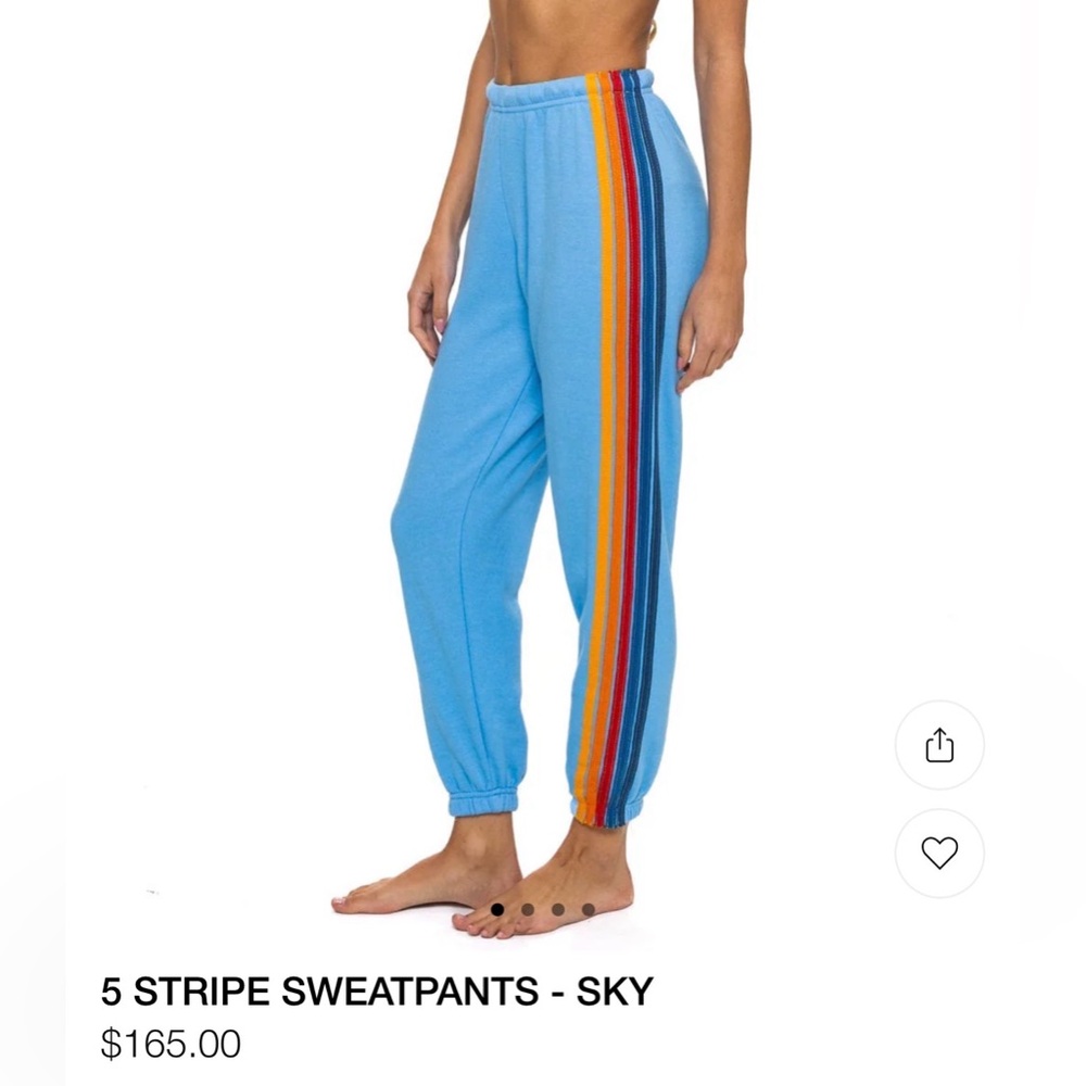 Aviator Nation Sky Blue Joggers with Multicolor Stripes